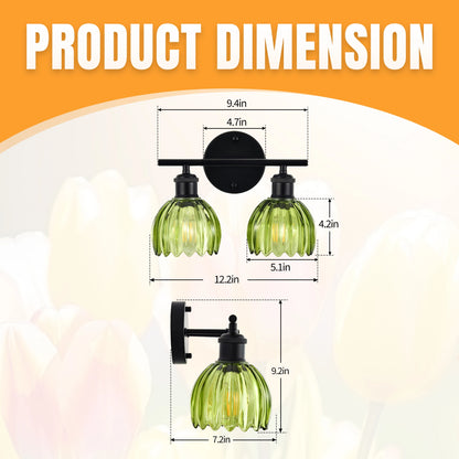 Floral Tulip Glass Shade for Mirror Front Lamp