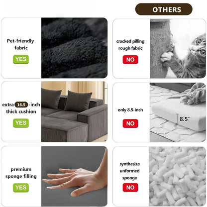Sectional boneless Couch withModern Sofa with  Upholstered Couches for Room
