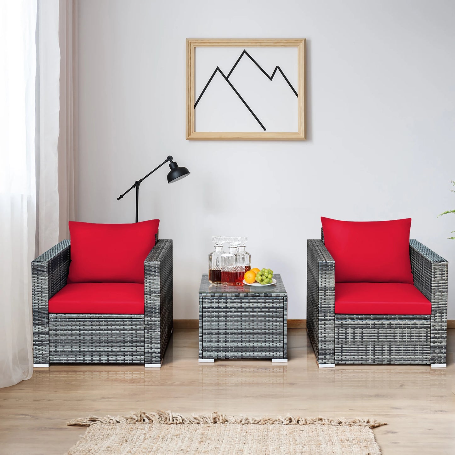 3 PC Bistro Set Red