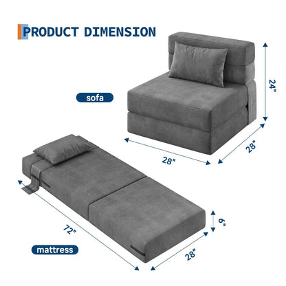 Pillow Space-Saving Fold Out Chair Bed
