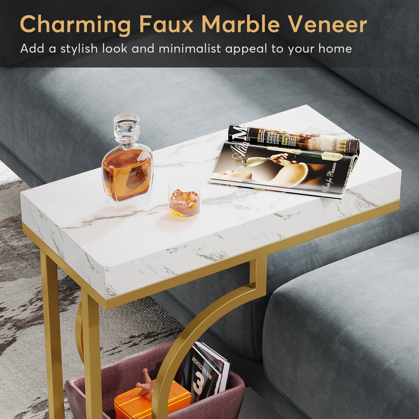 White Gold Side Table