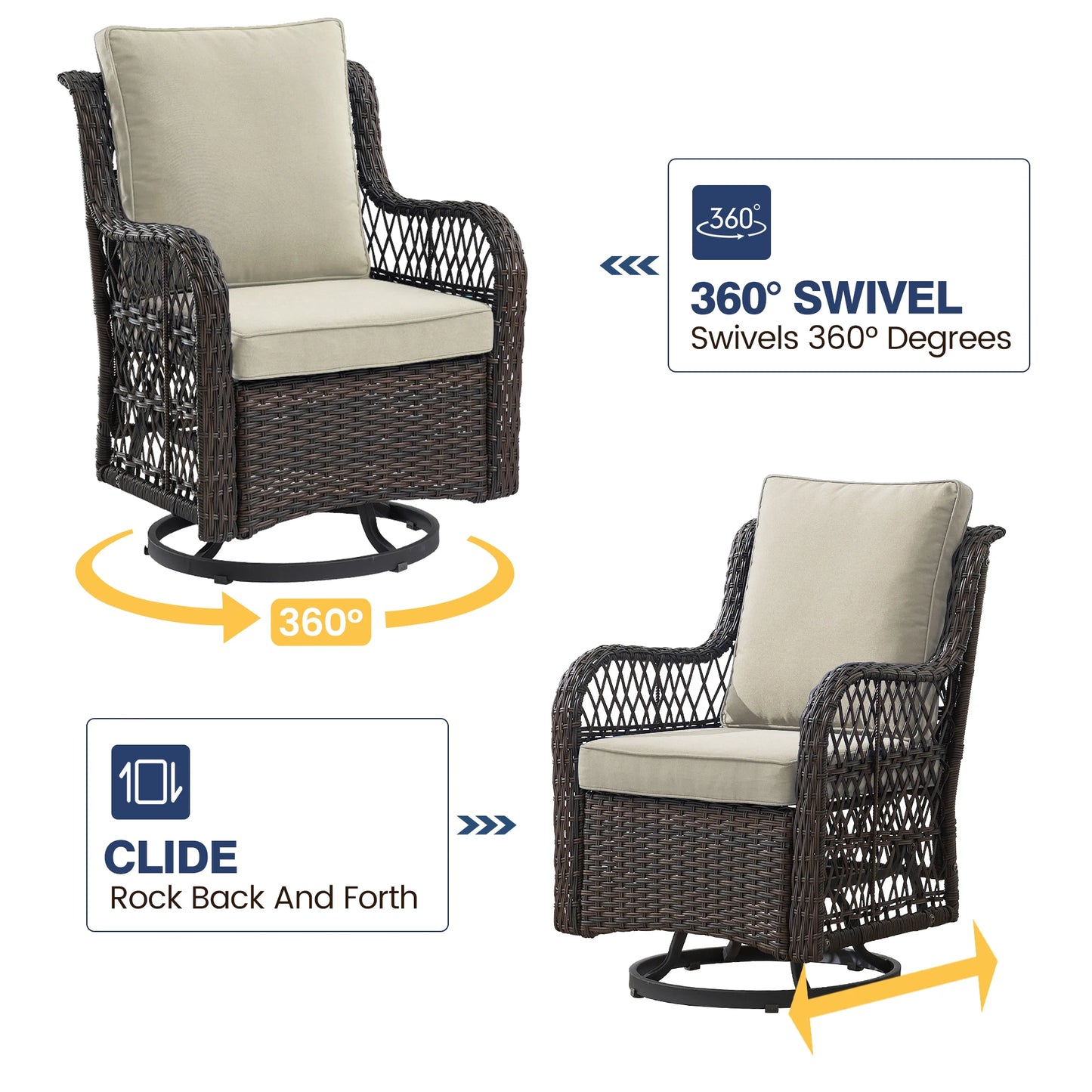 Wicker Swivel Chair Set