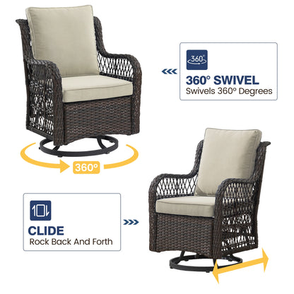 Wicker Swivel Chair Set