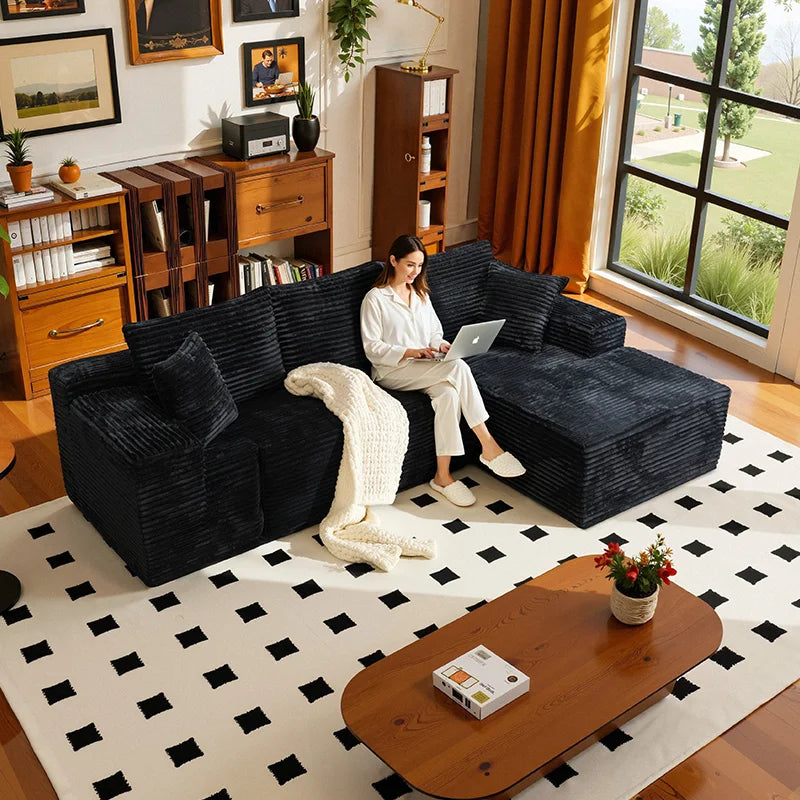 L-Shaped Living Room SofaMinimalist Deep Seat Design