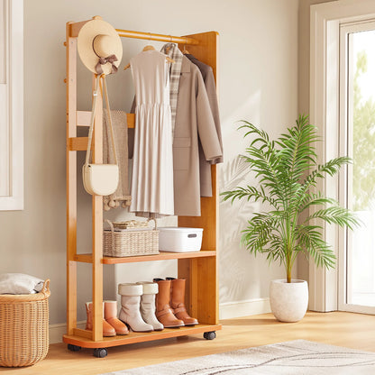 Full-Length Shatterproof HD Mirror Coat Rack Clothes for Bedroom Living Room Multi-Storage Mirror Stand