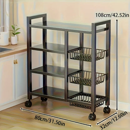 4-Tier Freestanding Shelf with 3 Baskets