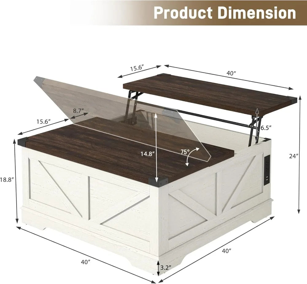 Large Farmhouse Lift Top Coffee Table