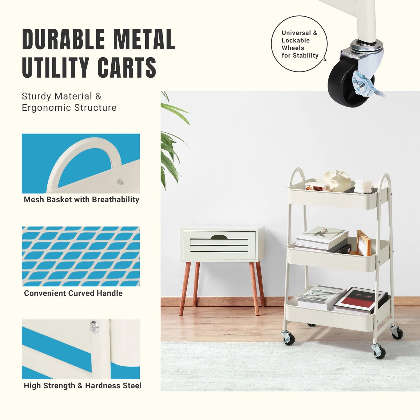 Metal Storage Kitchen Cart