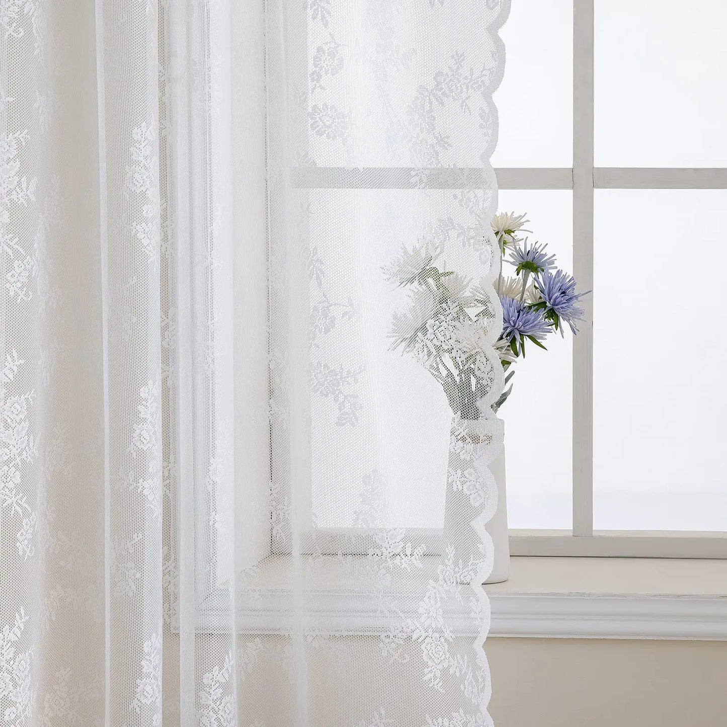 floral chiffon lace curtain