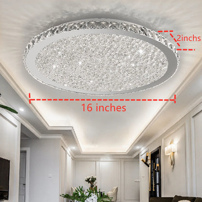 16" Round Modern Crystal Ceiling Light