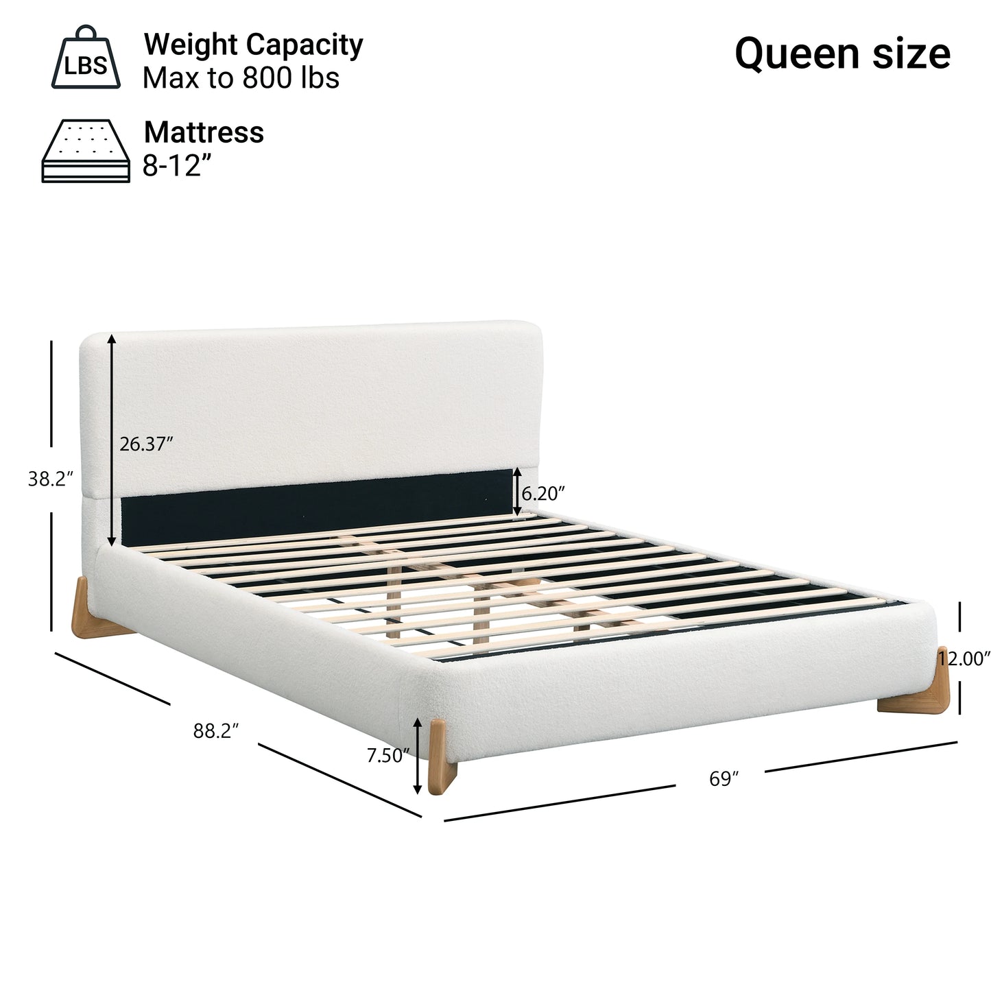 QueenSize Boucle Bed Frame