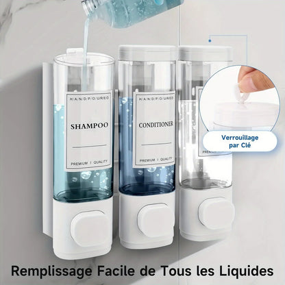 Wall-mounted   3-in-1 Shampoo and Conditioner Dispenser