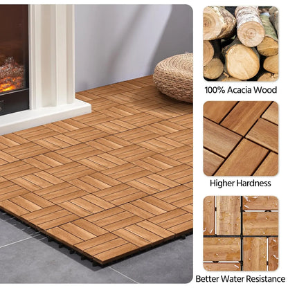 108pcs Hardwood Interlocking Patio Deck Tiles