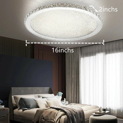 16" Round Modern Crystal Ceiling Light