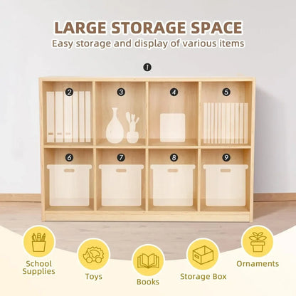 "8-Compartment Wooden Storage Cabinet – – Ideal for Playroom, Kindergarten &
