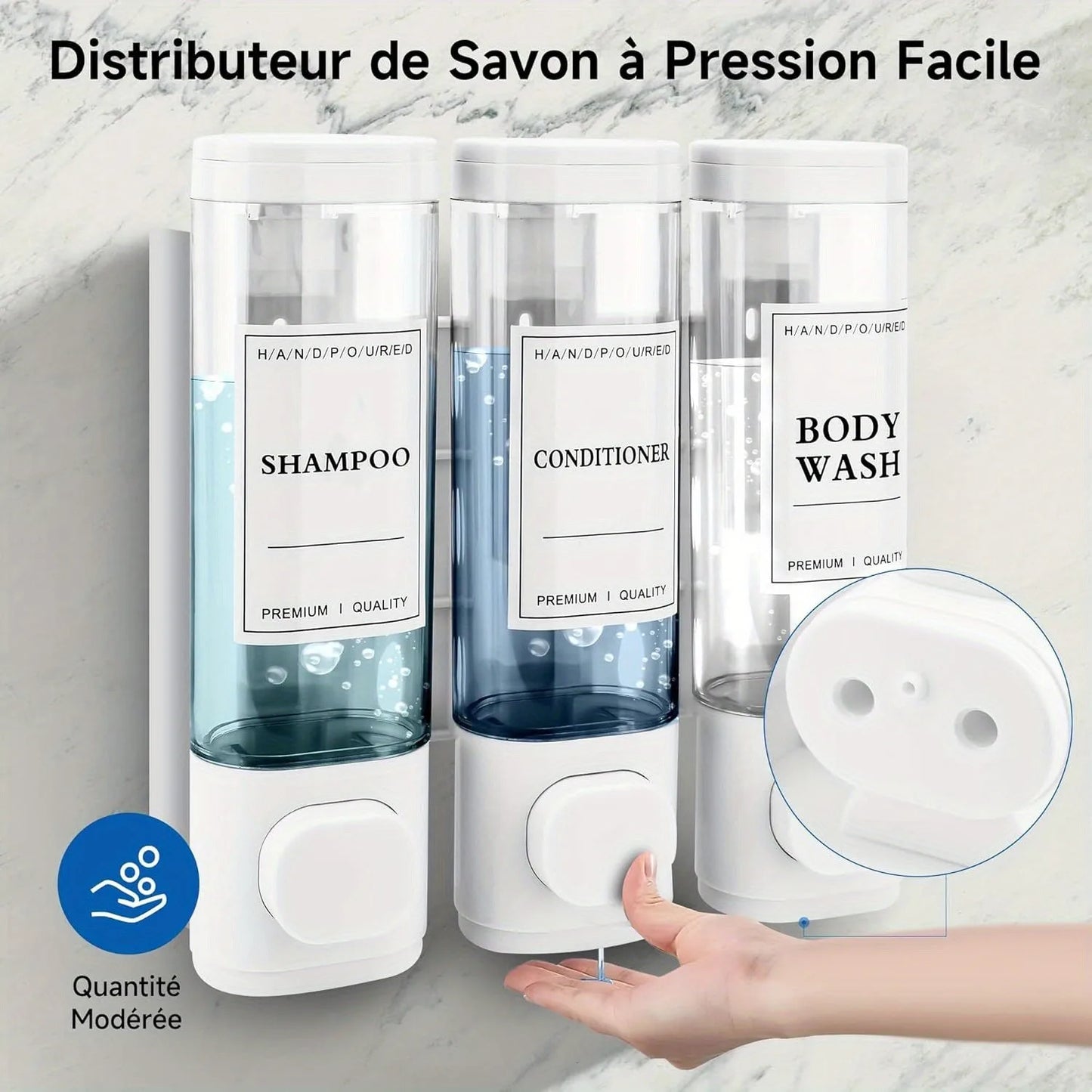 Wall-mounted   3-in-1 Shampoo and Conditioner Dispenser