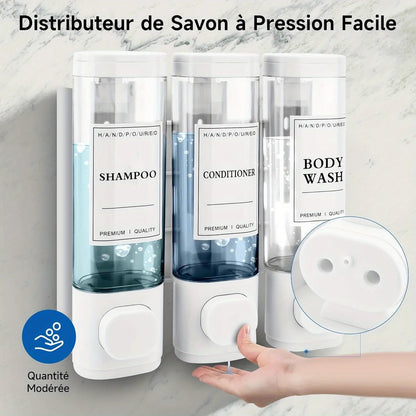 Wall-mounted   3-in-1 Shampoo and Conditioner Dispenser