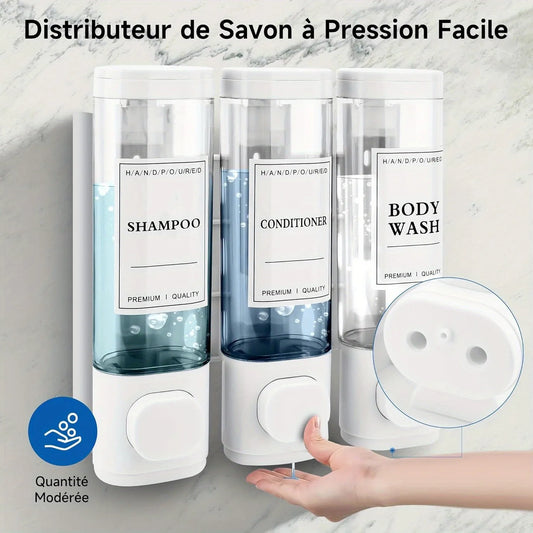 Wall-mounted   3-in-1 Shampoo and Conditioner Dispenser