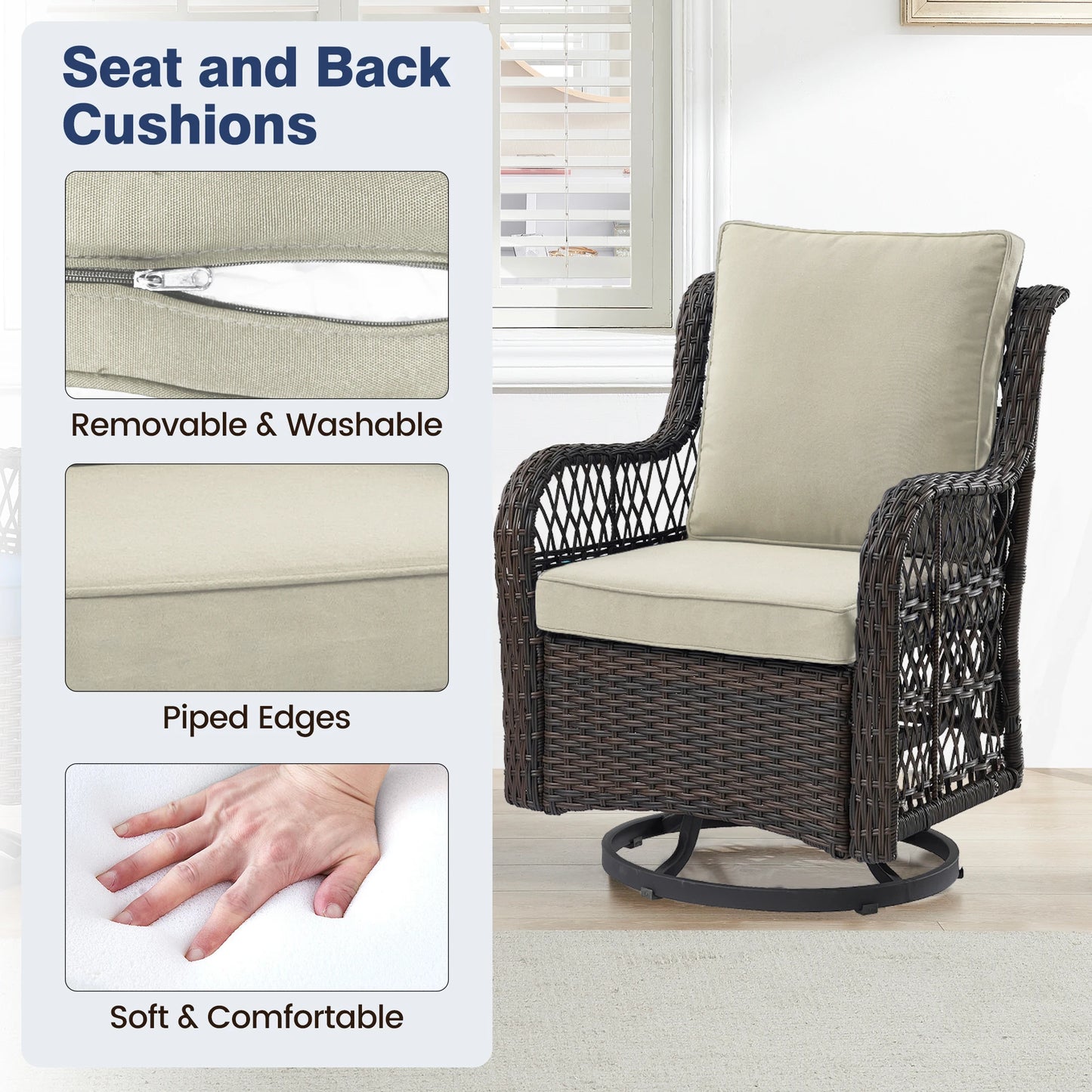Wicker Swivel Chair Set