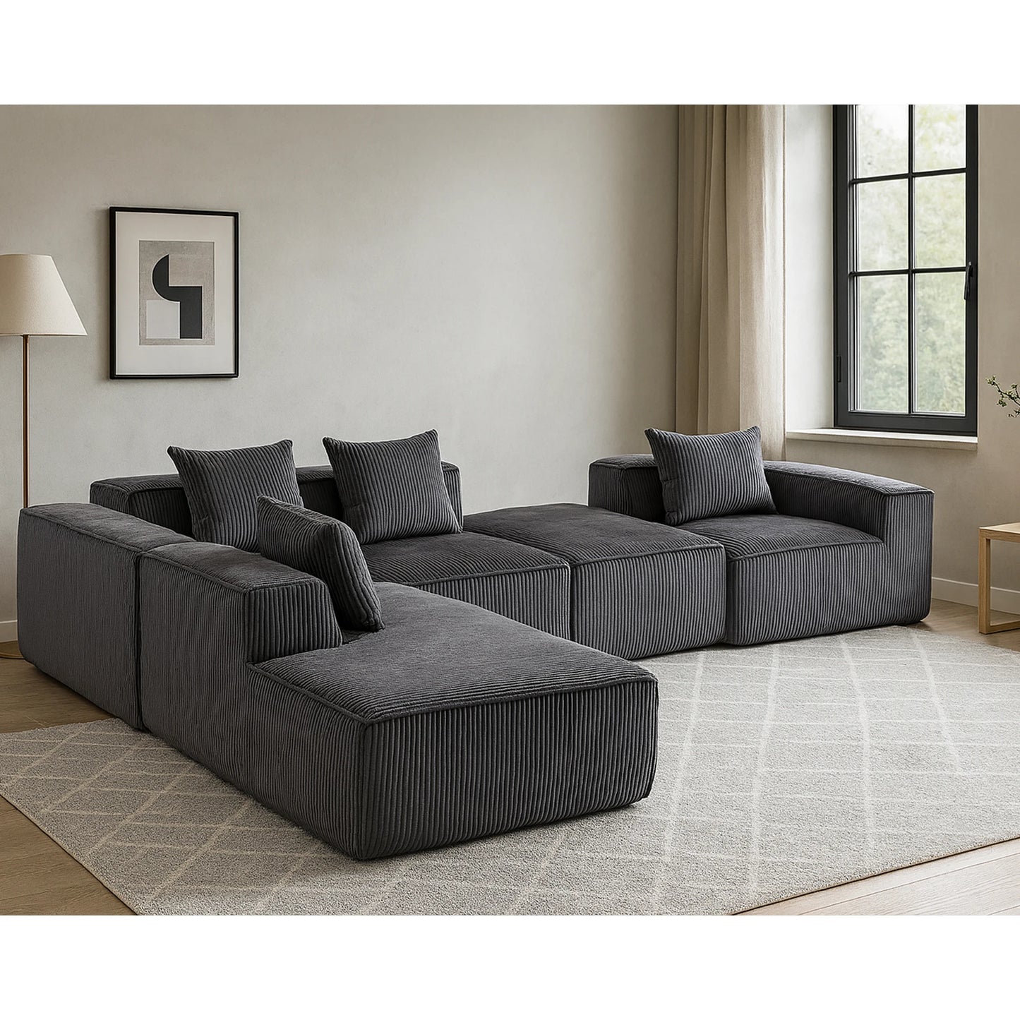 Sectional boneless Couch withModern Sofa with  Upholstered Couches for Room