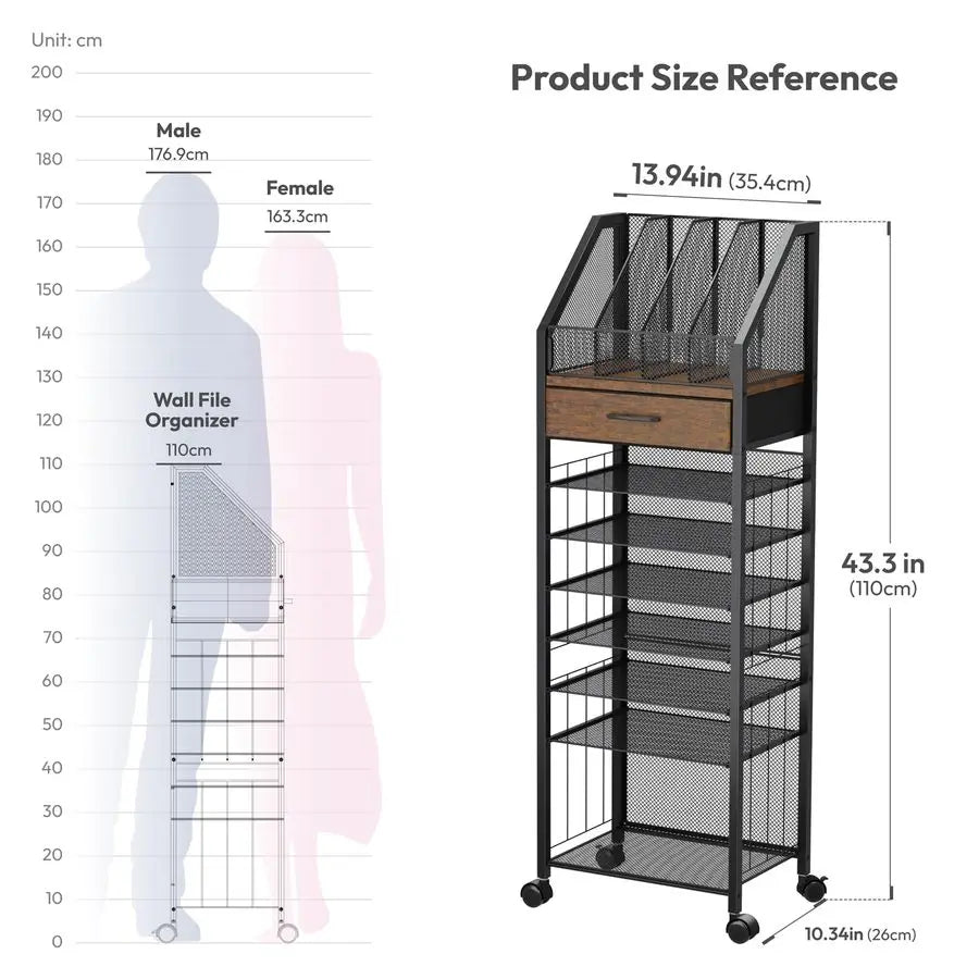 9Tier Rolling File Cart