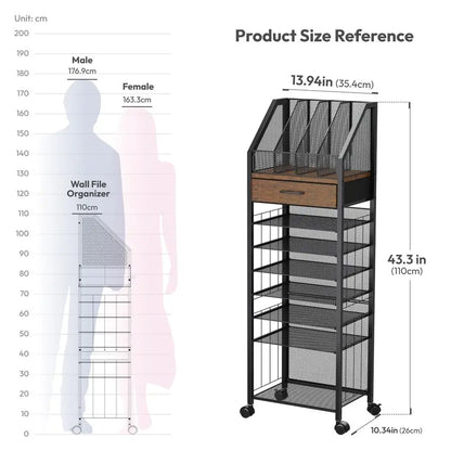 9Tier Rolling File Cart