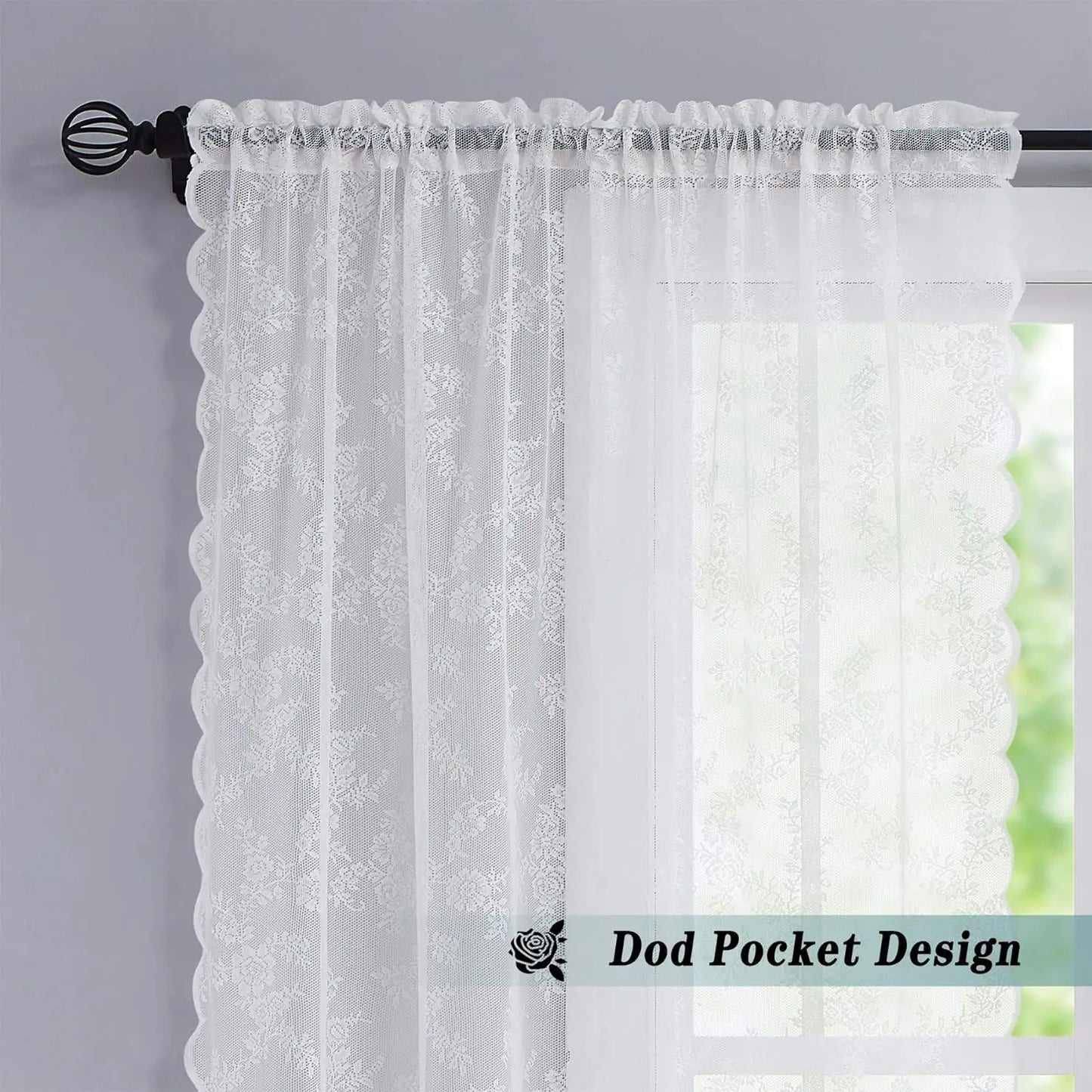 floral chiffon lace curtain