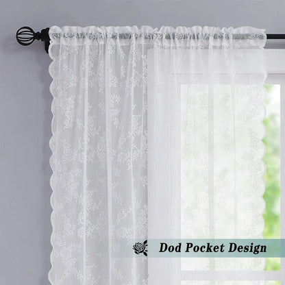 floral chiffon lace curtain