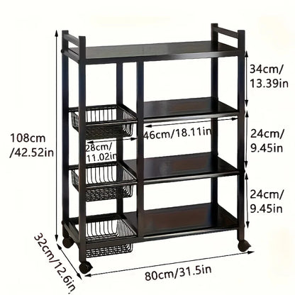 4-Tier Freestanding Shelf with 3 Baskets