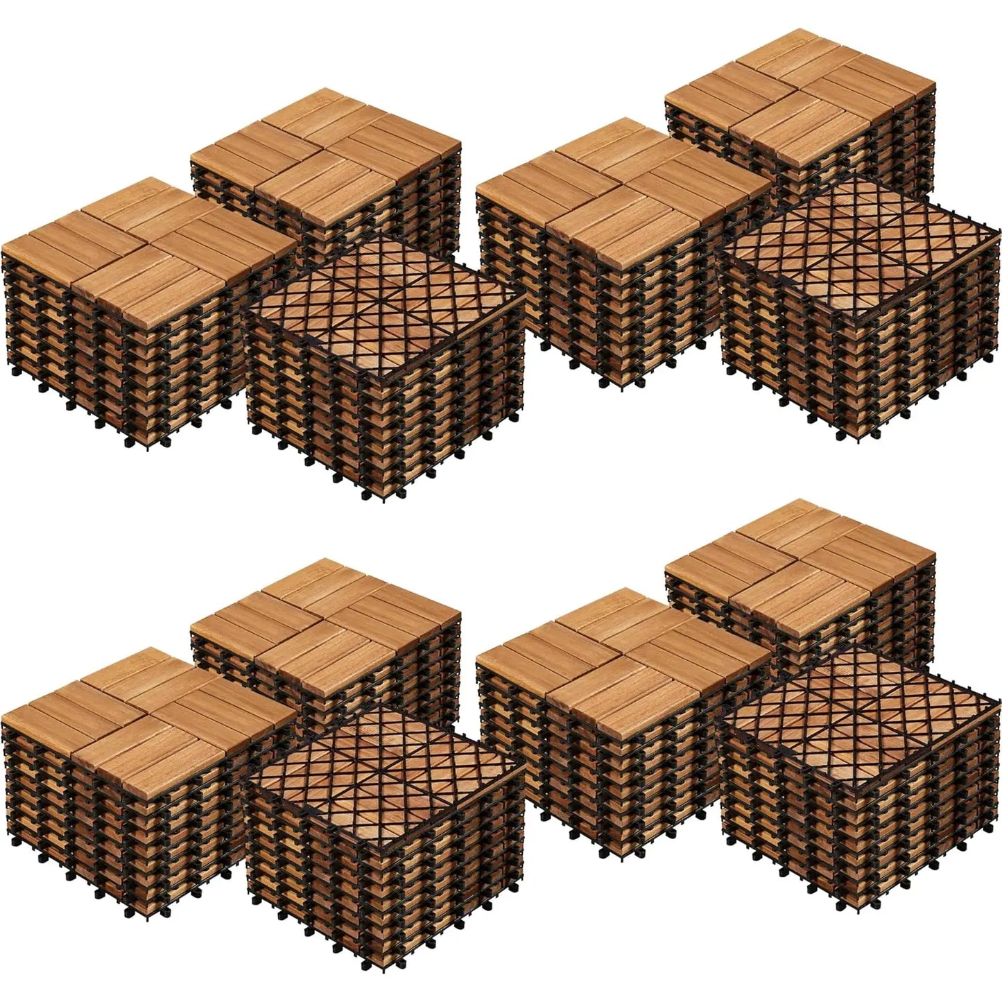 108pcs Hardwood Interlocking Patio Deck Tiles