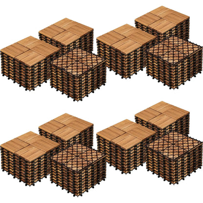 108pcs Hardwood Interlocking Patio Deck Tiles