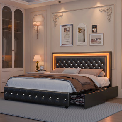 Queen LED Platform Bed Frame
