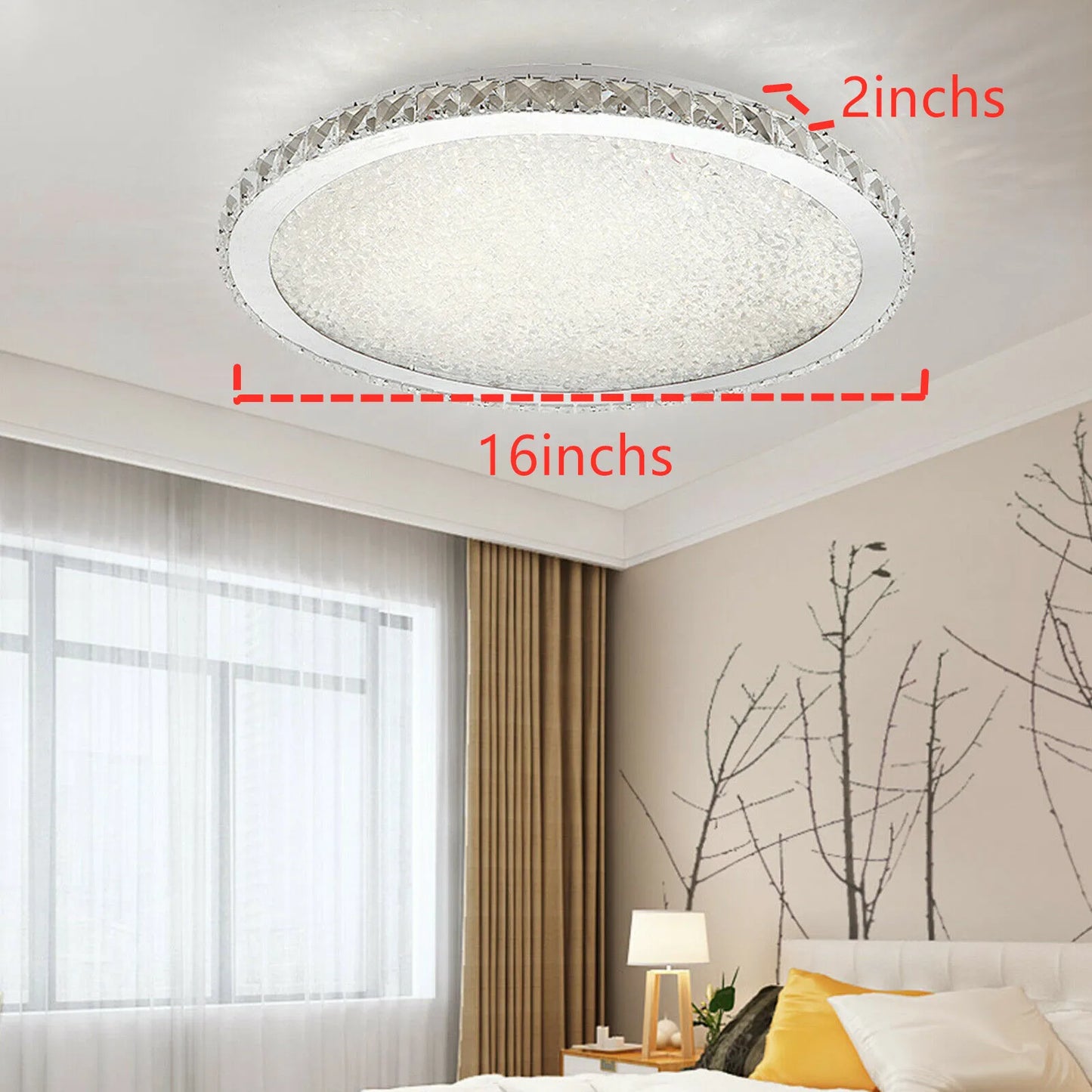 16" Round Modern Crystal Ceiling Light
