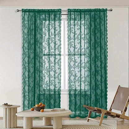 floral chiffon lace curtain