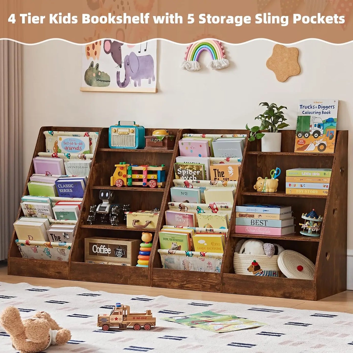 4-Tier Kids Bookshelf