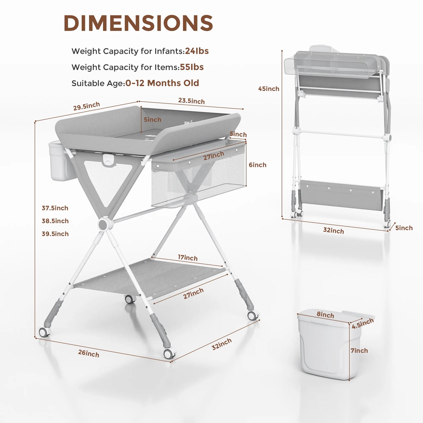Portable Height Diaper Care Station