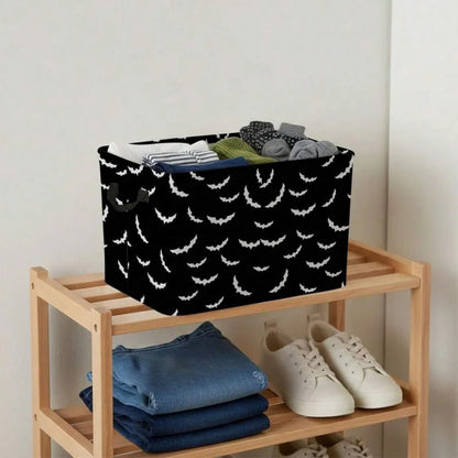 1pc Black White Flying Bats Pattern Storage Baskets Storage Boxes Home Decor Storage Clothes Organization