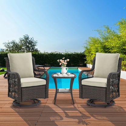 Wicker Swivel Chair Set