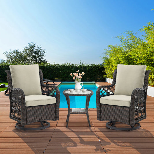 Wicker Swivel Chair Set