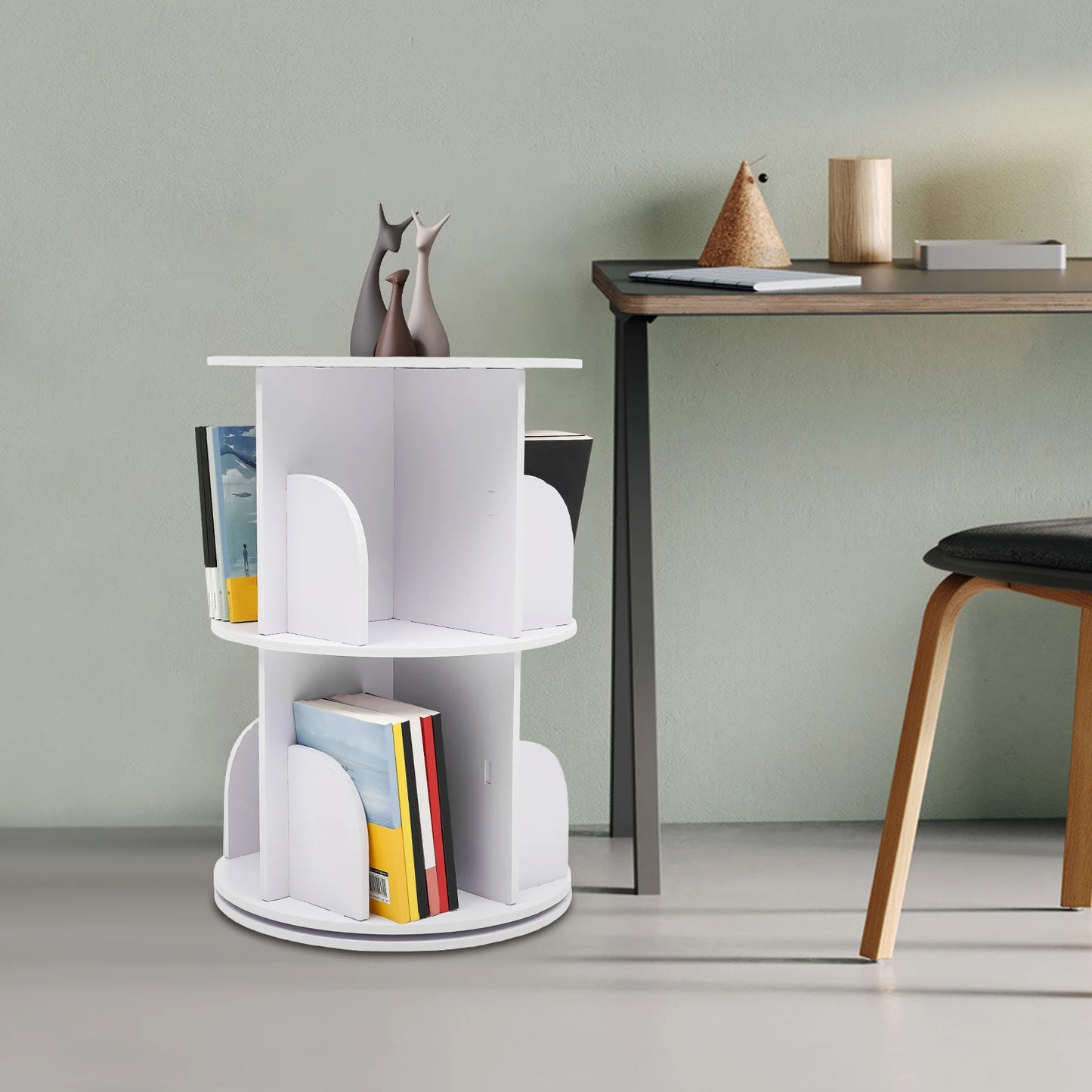 2-Layer Rotating Bookshelf