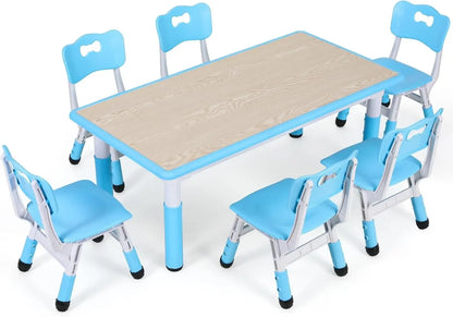 Kids Table and 6 Chairs Set,