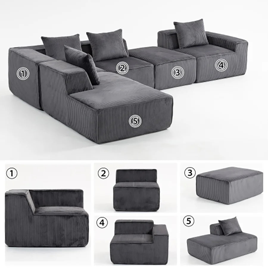 Sectional boneless Couch withModern Sofa with  Upholstered Couches for Room