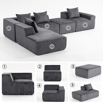 Sectional boneless Couch withModern Sofa with  Upholstered Couches for Room