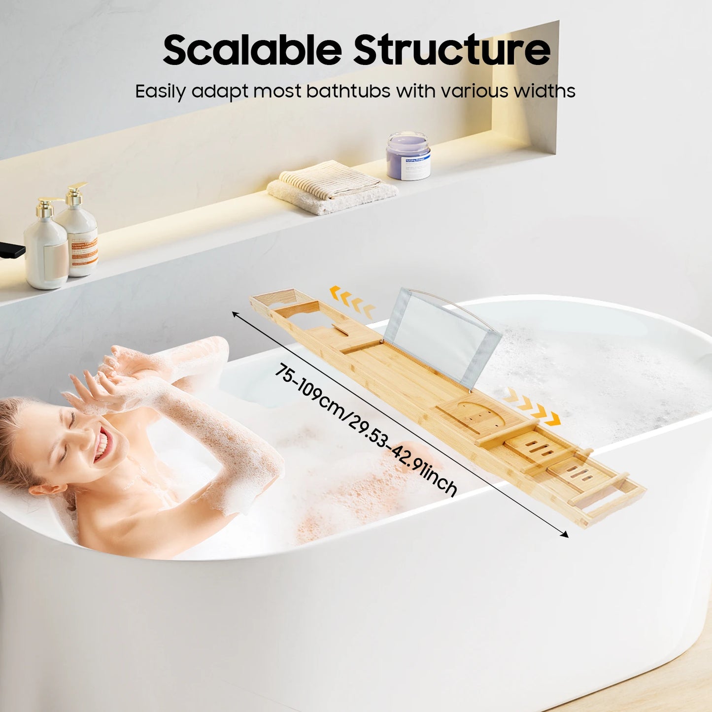 Expandable Bamboo Bathtub Tray
