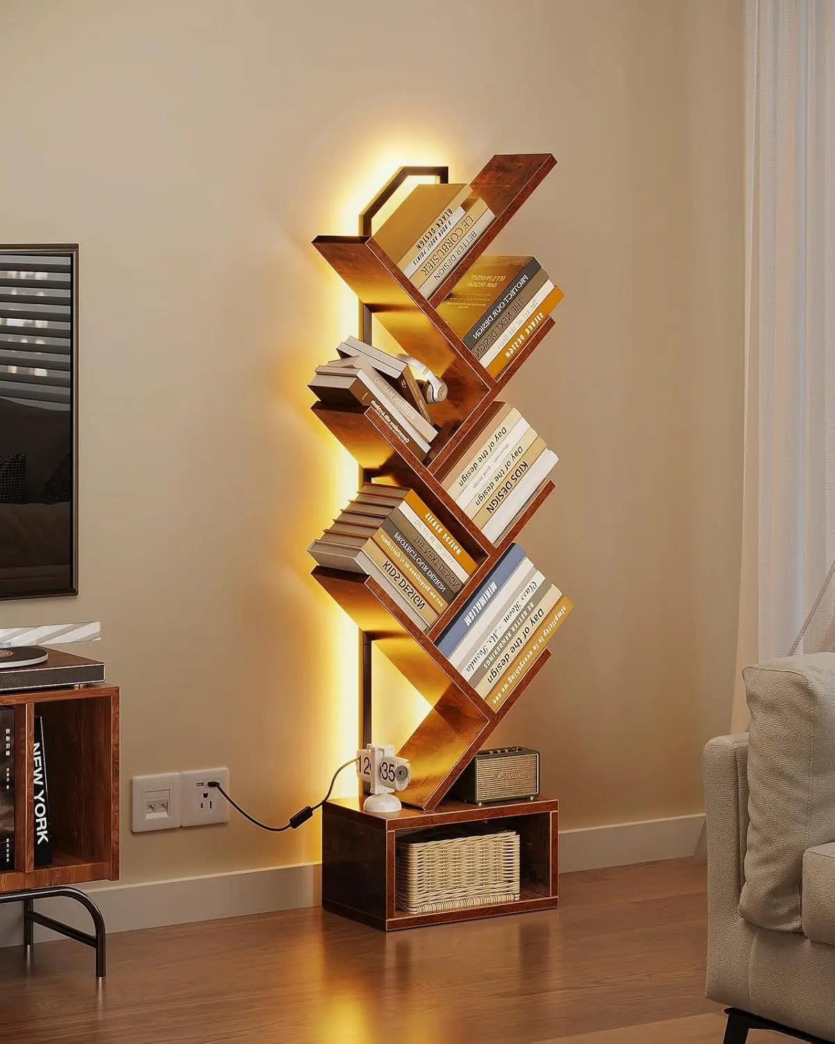 Steel & Wood Floor Standing Bookcase