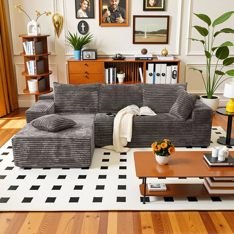 L-Shaped Living Room SofaMinimalist Deep Seat Design