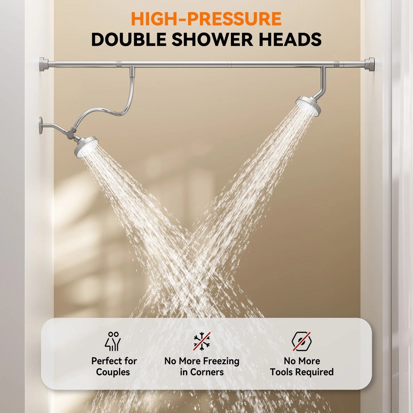 Double Shower Heads with Rod
