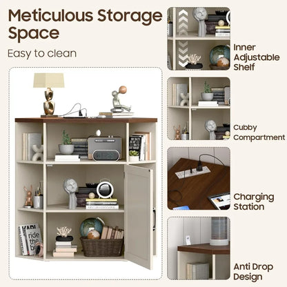 Corner Cabinet with USB Ports & Outlets