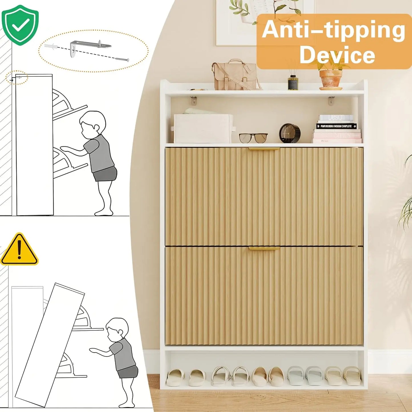 Modern  Wood Shoe Organizer