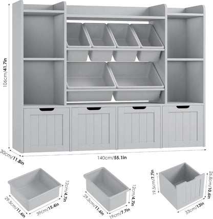 Kids Bookshelf Playroom Storage Cabinet